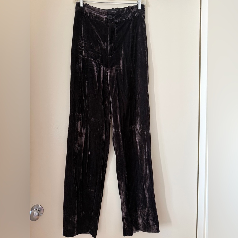 Zara Black Velvet Wide-Leg Trousers